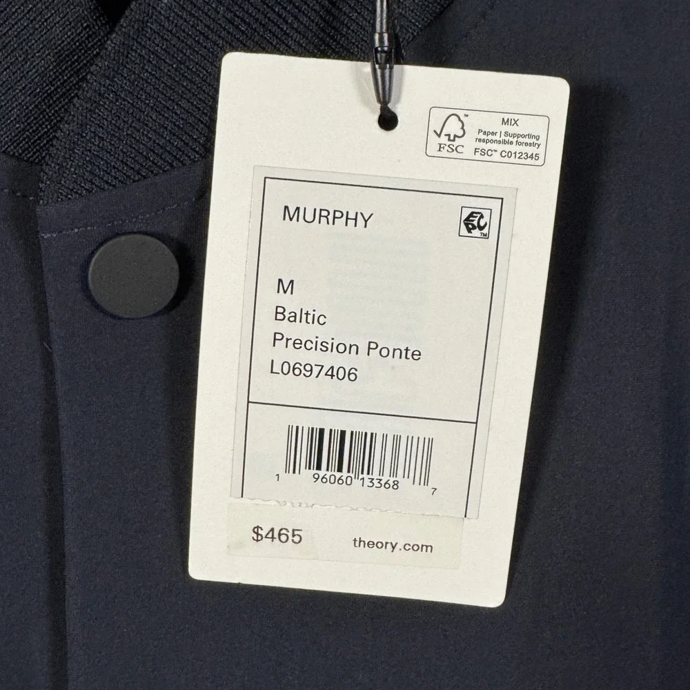 Theory Murphy Precision Ponte Jacket Mens M Navy Blue Bomber